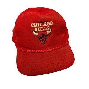 Vintage Chicago Bulls Hat Red Snapback NBA Basketball Rope Cap Korea
